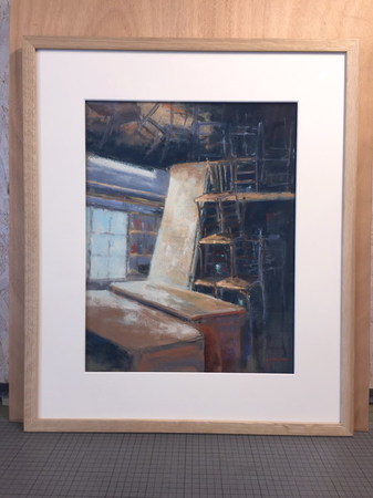 "L'atelier de l'ébéniste"   50x60 cm avec son cadre en baguettes chêne massif et verre antireflet Clear Color