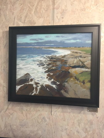 "La plage de la baleine, Trévignon" 60x50 cm avec son cadre en baguettes chêne massif et verre antireflet Clear Color