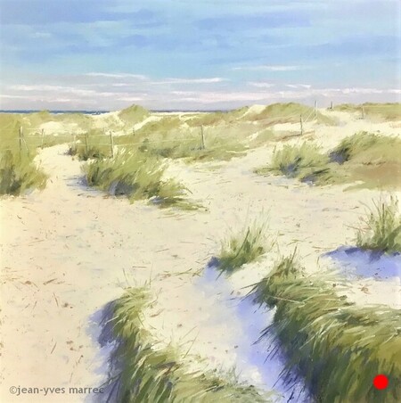 "Le chemin des dunes" pastel sec 50x50 cm   VENDU