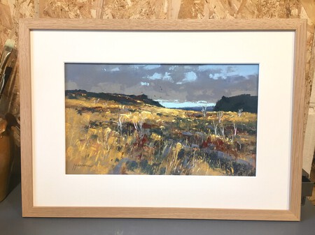 "Evasion dans les Monts d'Arrée" 49x34 cm avec son cadre en baguettes chêne massif et verre antireflet Clear Color